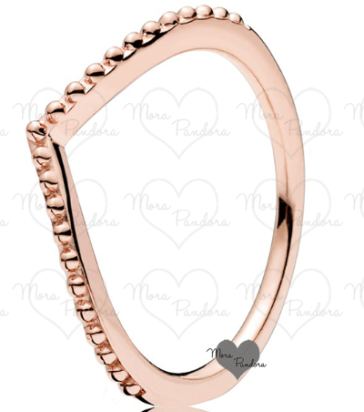 Anillo Pandora silueta V cuentas oro rosa