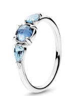 Anillo Pandora trilogía circonias azules plata