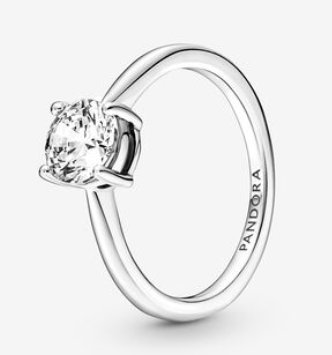 Anillo Pandora solitario circonia garras plata