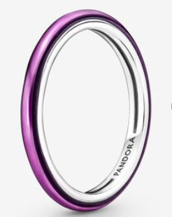Anillo Pandora banda esmalte púrpura bordes plata