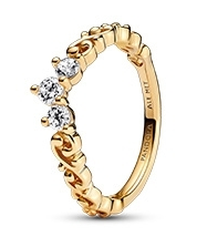 Anillo Pandora Baño Dorado Tres Circonias