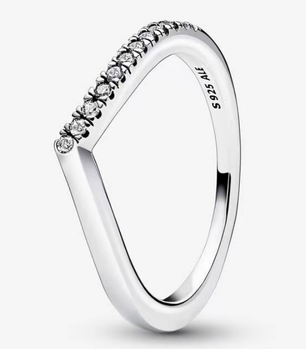 Anillo Pandora Silueta V Pavé Delgado
