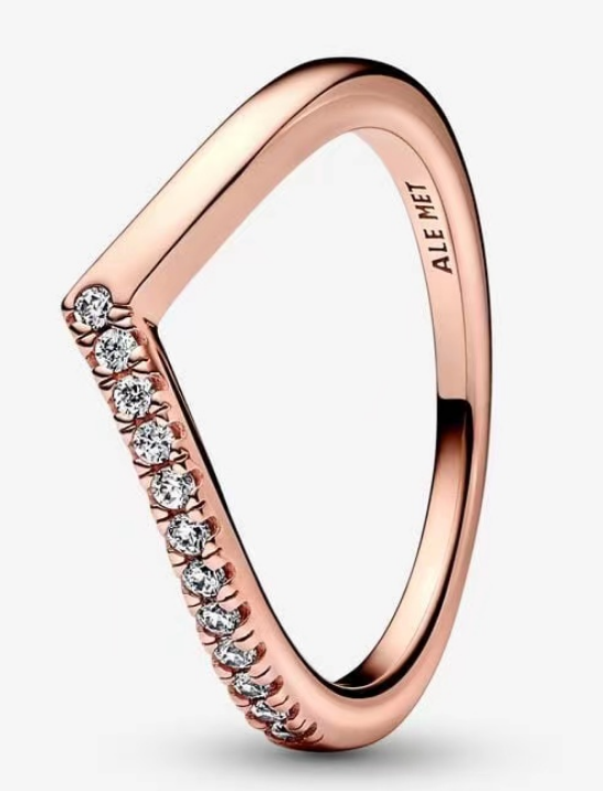 Anillo Pandora Silueta V Pavé Oro Rosa
