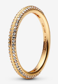 Anillo Pandora Eternity Doble Pavé Dorado
