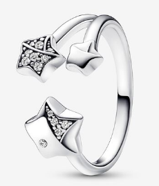 Anillo Pandora Abierto Doble Estrella Pavé