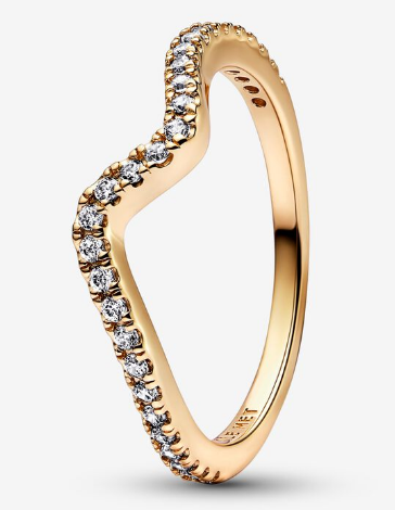 Anillo Pandora Doble Onda Pavé Dorado