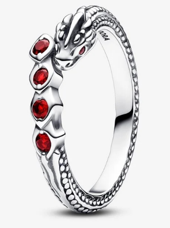 Anillo Pandora Dragón Circonias Rojas