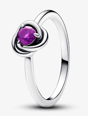 [192993C02] Anillo Pandora nudo circonia morada plata
