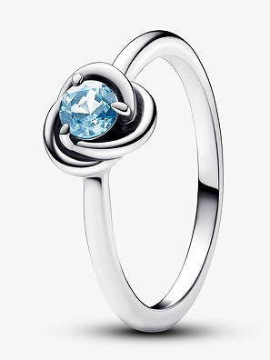 [192993C03] Anillo Pandora nudo circonia azul plata