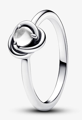 Anillo Pandora nudo piedra blanca plata