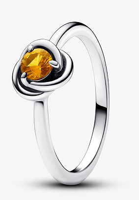 [192993C11] Anillo Pandora Círculo Eterno circonia ámbar