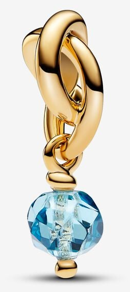[763462C03] Charm Pandora Nudo Dorado Cristal Azul