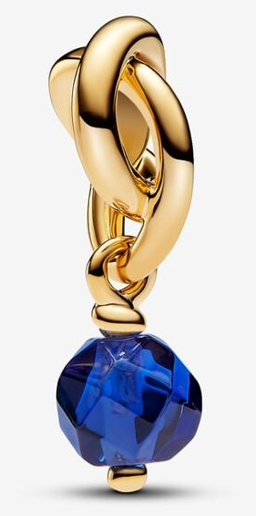 Charm Pandora Nudo Dorado Cristal Azul Zafiro