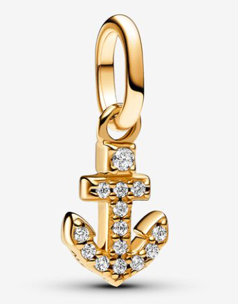 Charm colgante ancla pavé dorado