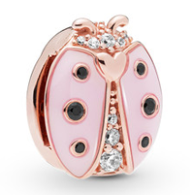 Charm Mariquita Esmalte Rosa y Baño Oro Rosa