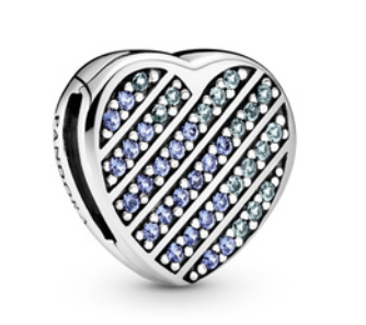 Charm corazón rayas circonias azul y lila