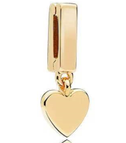 Charm Colgante Corazón Liso Baño Dorado