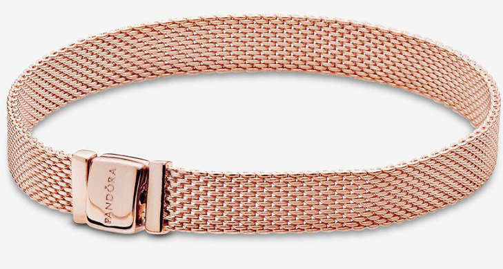 Charm Pandora malla tejida baño oro rosa