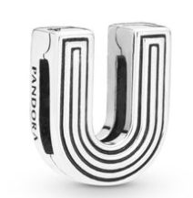 Charm Pandora letra U esmalte negro