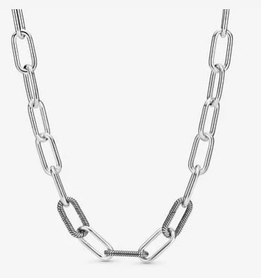 Charm Cadena Eslabones Ovalados Texturizados Plata