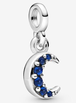 Charm colgante luna creciente plata con circonias azules