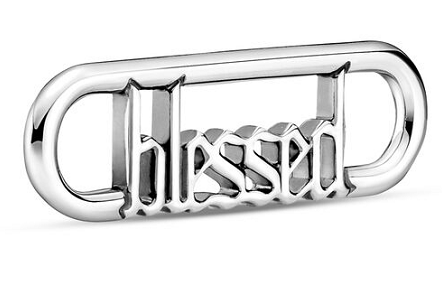 [ME-17] Charm colgante aro plata con palabra Blessed Pandora