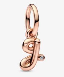 Charm colgante letra G baño oro rosa con circonia