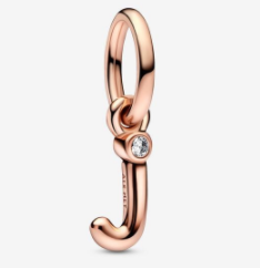 Charm colgante letra J baño oro rosa con circonia engastada