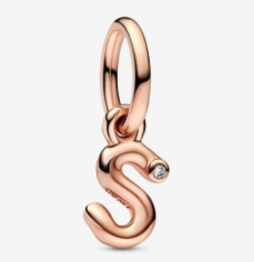 Charm colgante letra S baño oro rosa con circonia