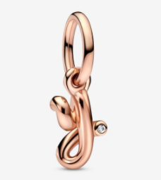 Charm colgante letra Y baño oro rosa con circonia