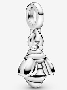 [ME-60] Charm colgante abeja plata con alas texturizadas