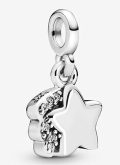 Charm colgante estrella fugaz plata con cola de circonias