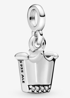 [ME-63] Charm colgante vaso de bebida plata con pajilla y circonias