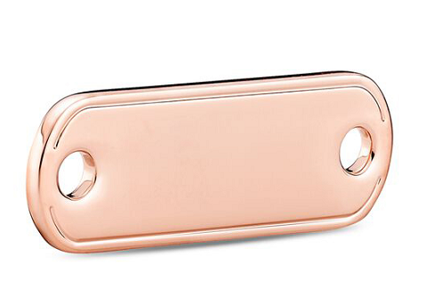[ME-74] Charm colgante placa rectangular lisa baño oro rosa