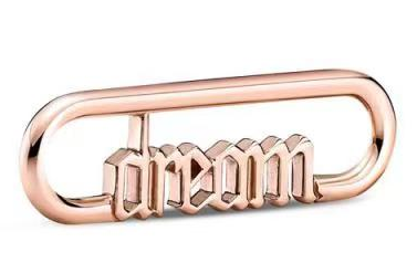 Charm colgante eslabón ovalado con palabra Dream baño oro rosa