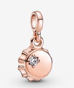Charm colgante medallón acanalado circonia baño oro rosa Pandora
