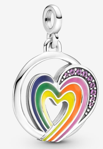 [ME-84] Charm colgante corazón arcoíris circonias rosas Pandora