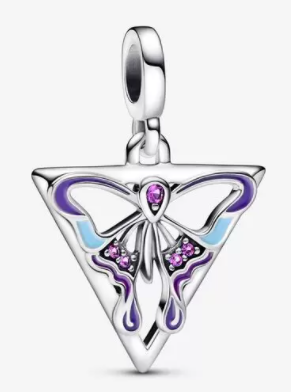 Charm colgante mariposa triangular circonias rosas Pandora