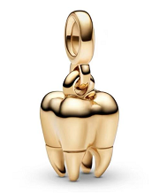 Charm colgante muela baño dorado Pandora