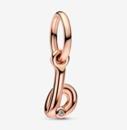Charm colgante letra b circonia baño oro rosa Pandora