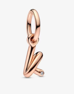 Charm colgante letra k circonia baño oro rosa Pandora