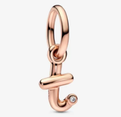 Charm colgante letra j circonia baño oro rosa Pandora