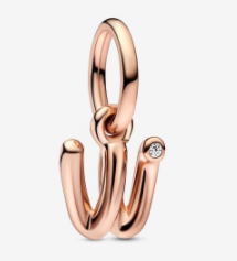 Charm colgante letra u circonia baño oro rosa Pandora