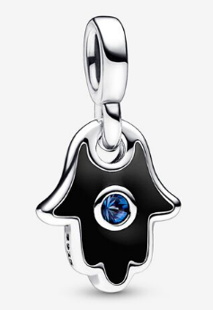 Charm colgante Mano de Fátima esmalte negro Pandora