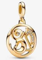 Charm colgante medallón dorado motivo espiral con circonias Pandora