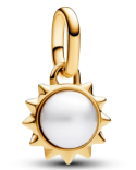 [ME-109] Charm colgante sol dorado con perla blanca Pandora
