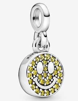 Charm colgante carita feliz pavé amarillo Pandora