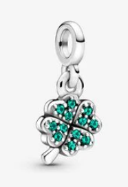 Charm colgante trébol de cuatro hojas circonias verdes Pandora