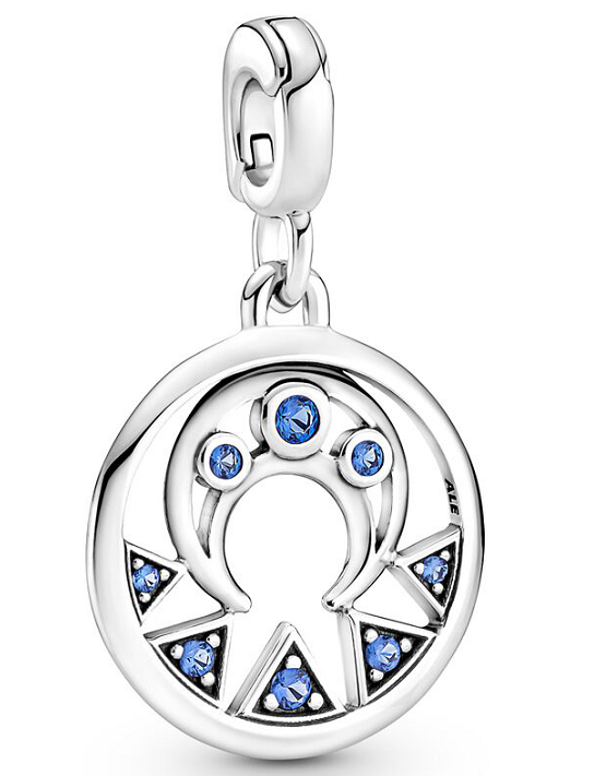 Charm colgante medallón arco azul con triángulos esmaltados Pandora
