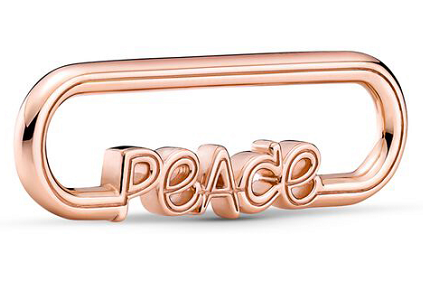 [ME-195] Charm colgante aro oro rosa con palabra Peace Pandora